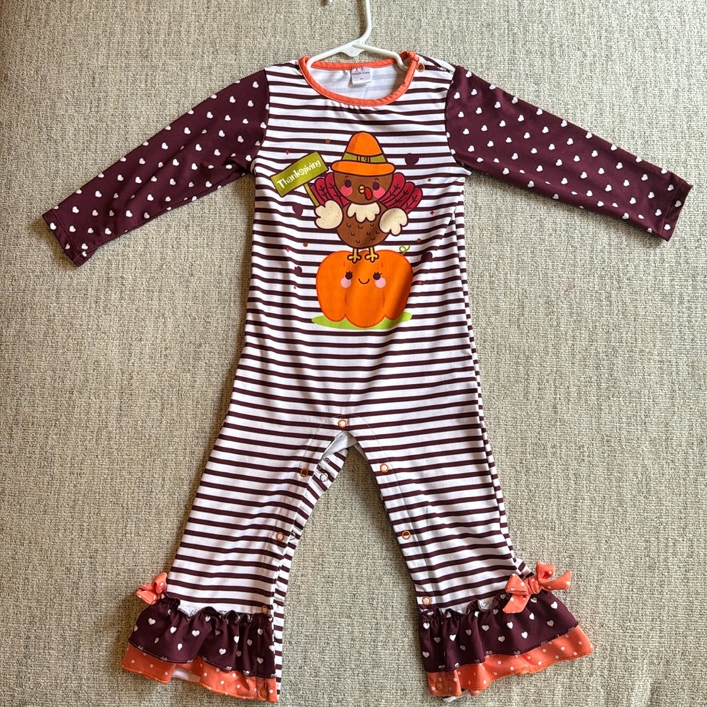 Girls Penelope Plumm Thanksgiving onesie 2T